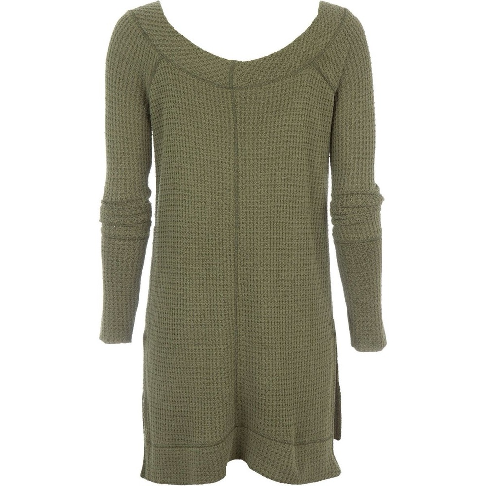 We the Free Kate‎ Womens waffle knit long sleeve wide neck top size XS retro Y2K